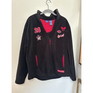 Disney Mickey Mouse 1928 Sport Fleece Jacket Y2K Zip Up Black L Retro Nostalgia